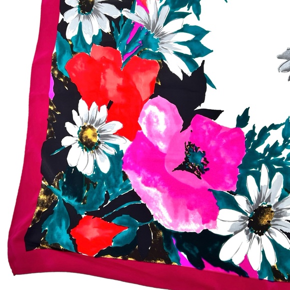 VINTAGE CHRISTIAN DIOR VIBRANT COLORFUL FLORAL SILK SCARF - 34" square - Picture 2 of 10